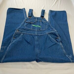 Key‎ Imperial Men Blue Denim Bib Overalls Straight Leg Workwear 36x32 20281